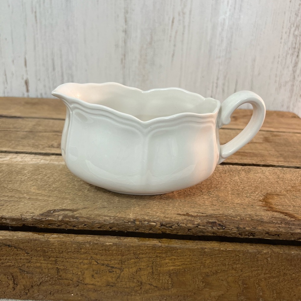 Vintage ironstone gravy boat white federalist decor
